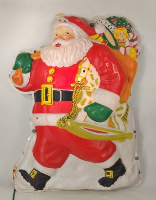 Vtg Noma Glolite Vinylite Lighted Large Walking Santa Flatback Plaque S.  S.  Kresge