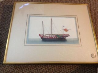 Rare Old Antique Chinese Paintings Old Pith Paper Asian Oriental Art Dingy Ship