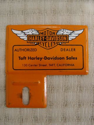 Old Taft Harley Davidson Dealer California Bike Motorcycle License Plate Topper
