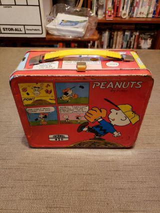 Vintage 1965 Peanuts Snoopy Charlie Brown Metal Lunch Box No Thermos