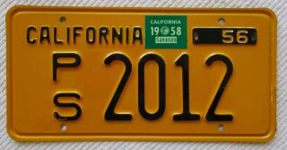 1956 California Ps,  Public Service License Plate