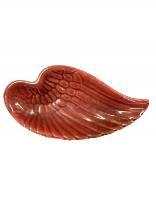 Vintage Red Wing Shape Pottery Ashtray Or Trinket Dish Red Wing Pottery Usa