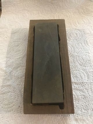 Vintage Wet Stone Whetstone Knife Sharpening On Handmade Board