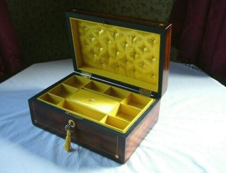Antique Victorian Rosewood And Mother Of Pearl Inlaid Jewellery Box