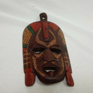 Vintage Handcrafted Wall Decor Painted African Mask 7 Inch Tall Collectible