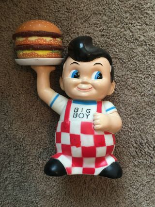 Vintage 9 " Big Boy W/hamburger Hard Plastic Advertising Money Piggy Bank