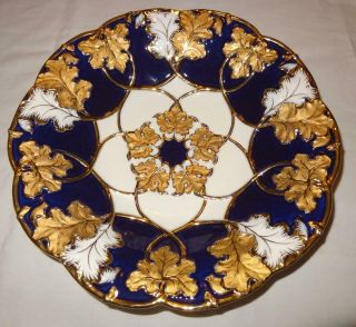 Antique Meissen German Porcelain Large Cobalt & Gilded Dish