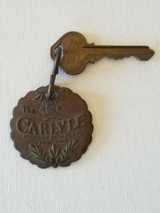 The Carlyle Hotel Rare Antique Room Key And Heavy Brass Fob Historic York.