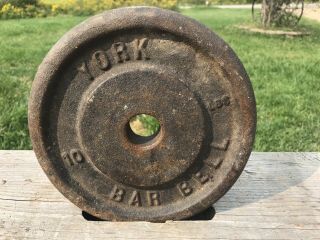 Rare York Vintage Standard 1 X 10 Lb Weight Plate Dumbell Barbell Iron