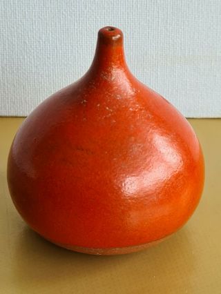 Vintage Bo Melander Denmark Mid Century Modern Pottery Salt Pot Orange Glaze