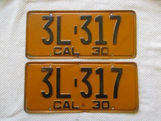 1930 California 5 Digit License Plate Pair 3l 317,  Dmv Clear,  Hod Rod,  Model A