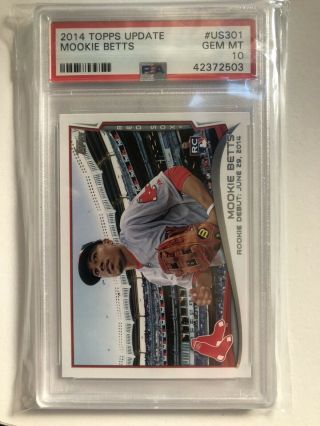 Mookie Betts 2014 Topps Update Us301 Rookie Rc Rookie Debut Psa 10 Gem Qty