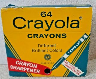 1950s Vintage Box Of 64 Crayola Crayons W/sharpener