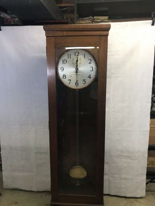 Antique International Time Recording Master Slave Clock 62 1/2 “