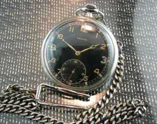 Vintage Ww2 Zenith Pocket Watch / Germinal Movement /.  16 Jewels.  Swiss.