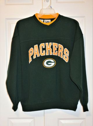 Vtg Lee Sport Nfl Green Bay Packers Unisex Size Xl Sweatshirt Waffle Fabric