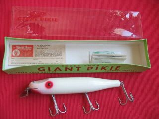 Rare Vintage Creek Chub Giant Pikie 6025 White Fishing Lure -