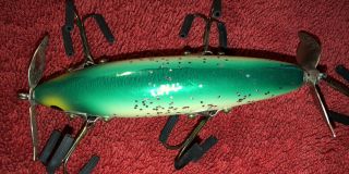 Vintage Gilmore Tackle Wood Topwater Lure 5 Hooker Christmas Tree Color