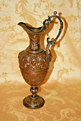 Antique European Style 16 " Tall Very Detailed Embossed Heavy Bronze Urn C.  1920