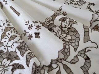 Stunning Vintage Madeira Tablecloth Hand Embroidered Linen No.  2