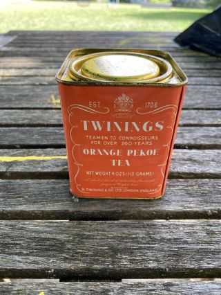 Vintage Twinings Orange Pekoe Tea Tin - 4 Oz - Advertising 113g