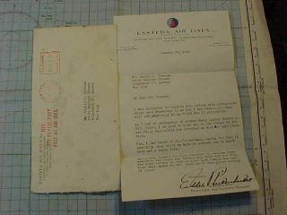 1950 Eddie Rickenbacker Wwi Ace Signed Letter Wwii Rescue Related