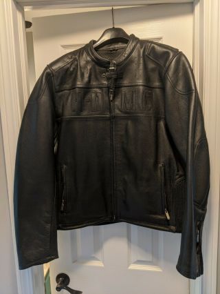 Harley Davidson Motor Clothes Leather Jacket Large With Riding Gloves