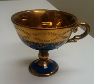 Vintage Royal Vienna Blue Gold Gilded 1620 Demitasse Footed Teacup