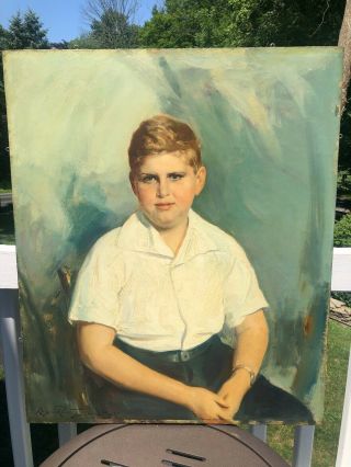 Antique American Portrait Of A Young Boy By Lazar Raditz Signed And Dated