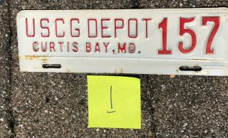Old U.  S.  Coast Guard Depot License Plate From Curtis Bay Maryland 1