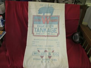 Vintage Wilson & Co. ,  Cedar Rapids,  Iowa Ia,  Hog,  Pig Cloth Feed Sack