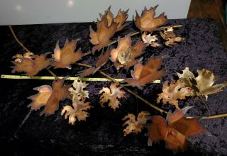 ☆large Mcm Signed C.  Jere Mixed Metal Maple Leaves Branch Wall Sculpture