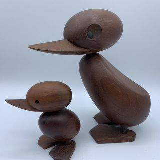 Vtg Mid Century Danish Modern Hans Bolling Torben Orskov Teak Wood Carved Ducks