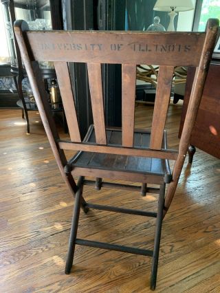 Antique Vintage University Of Illinois Folding Stadium Chair