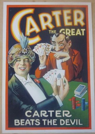 Rare 1926 Carter The Great Carter Beats The Devil Poster Otis Litho Co.