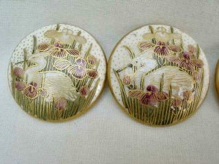 6 Japanese Satsuma Hand Painted Antique Ceramic Buttons.