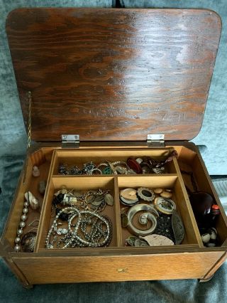 Large Vintage Jewellery Box Full Of Vintage Costume Jewellery