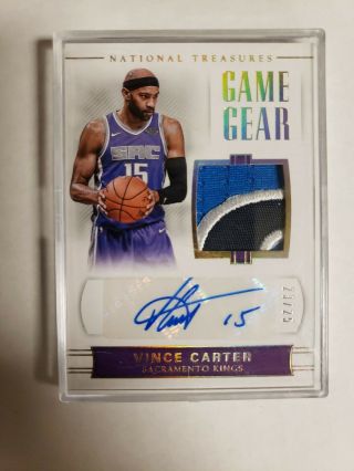 Vince Carter 2017 18 National Treasures Game Gear Kings Patch Auto 23/25