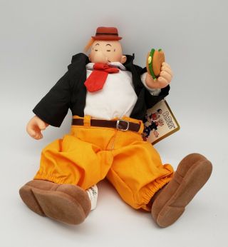 Vtg W/tag Popeye Wimpy Plush Doll With Burger