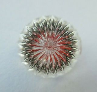 Small Antique Vtg Back Painted Clear Molded Glass Button 1/2 " (ab)