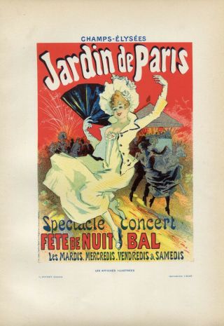 Jules Cheret Jardin De Paris Vintage French Lithograph Affiches Illustrees 1896