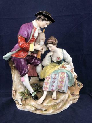 Fine Antique Large Aelteste Volkstedt Dresden Porcelain Figure Group.  C1915