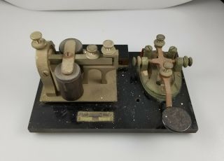 Antique J.  H.  Bunnell Telegraph Key And Sounder – Morse Code - Bug