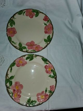 Two Vintage Franciscan Desert Rose Dinner Plates 10 1/2 Inches Earthenware Usa