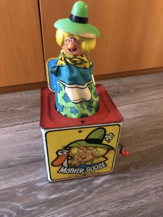 Vintage 1971 Mattel Mother Goose Jack In The Box Music Box Kids Toy Nursery Rhym