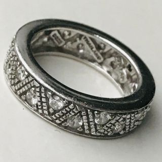 Vintage 925 Sterling Silver Cz Cubic Zirconia Band Ring 4.  6g Uk J Usa 5 Wedding