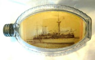Antique Us Battleship Remember The Maine Flask 1898 Spanish American War Spanam