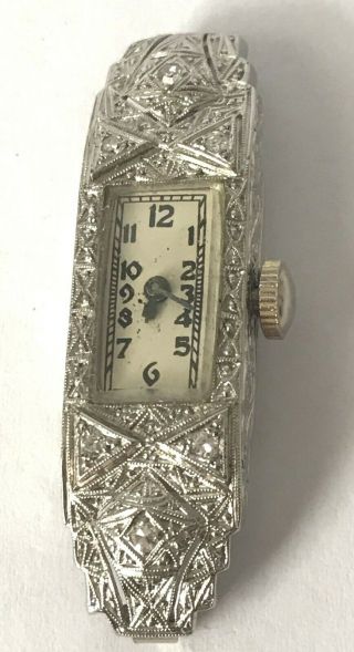 Art Deco Ladies Bucherer Platinum And Diamond Watch For Restoration