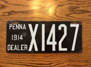 Pennsylvania Pa Penna Porcelain Dealer License Plate 1914