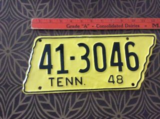 1948 Tennessee State Shape License Plate 41 - 3046 Coffee County Repainted